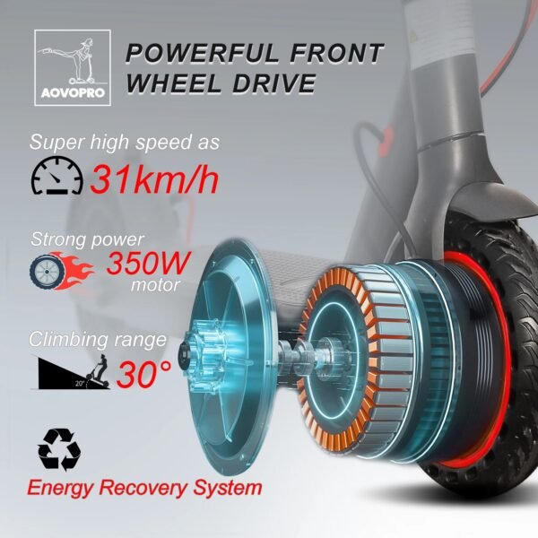 AOVOPRO 350W Zložljiv Električni Skiro 31KM/H do 30-35 km - Slika 2