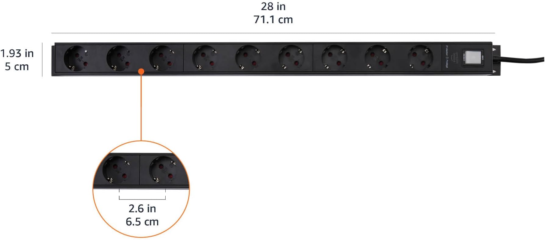 Amazon Basics Surge Protected Power Strip 9 Sockets - slika 6