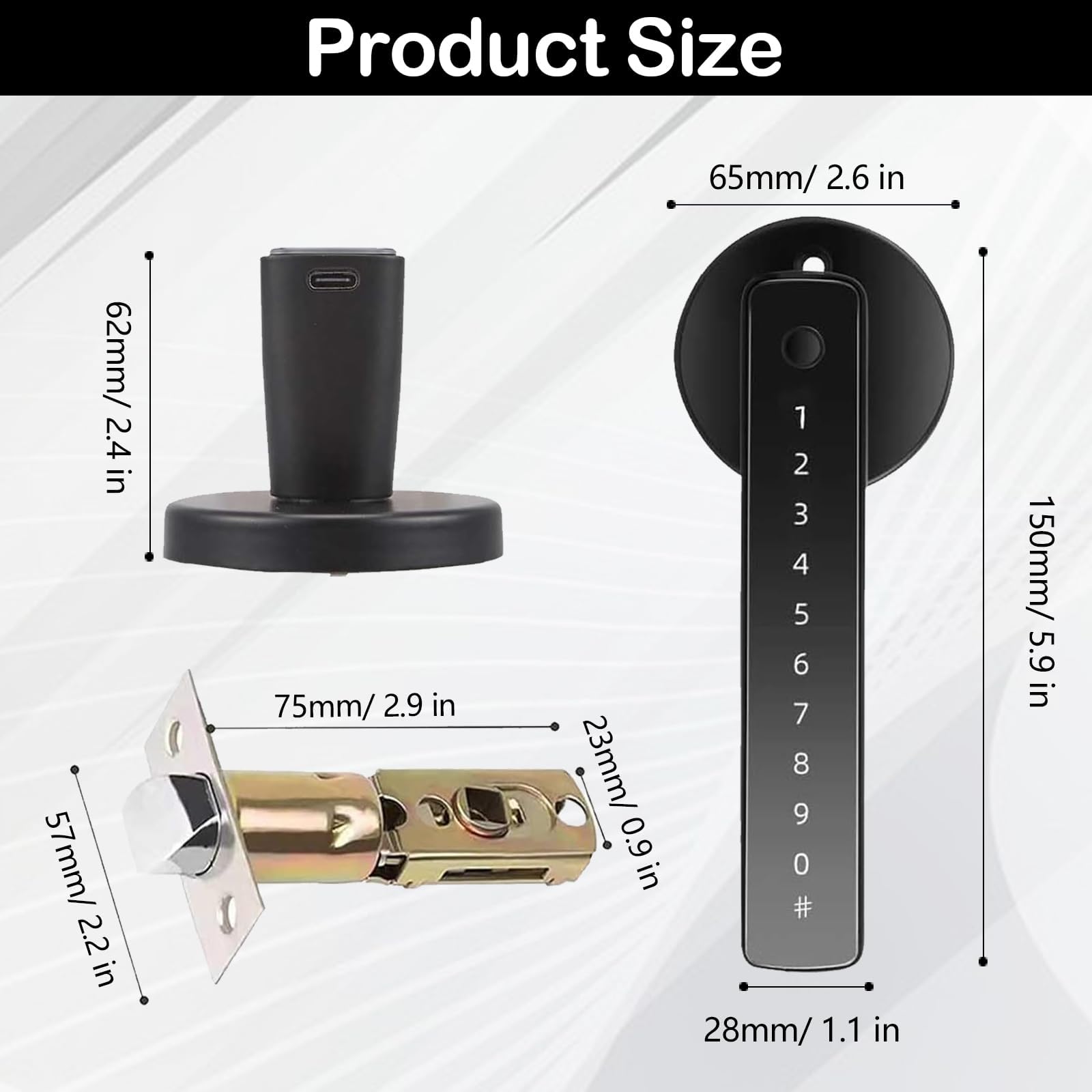 TECKZOON Smart Door Lock Fingerprint 35-55mm - slika 6