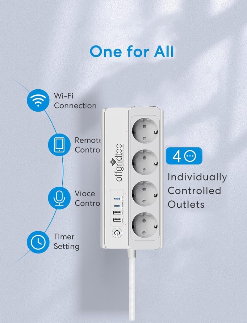 Offgridtec Smart WiFi Power Strip 4 Sockets - slika 5