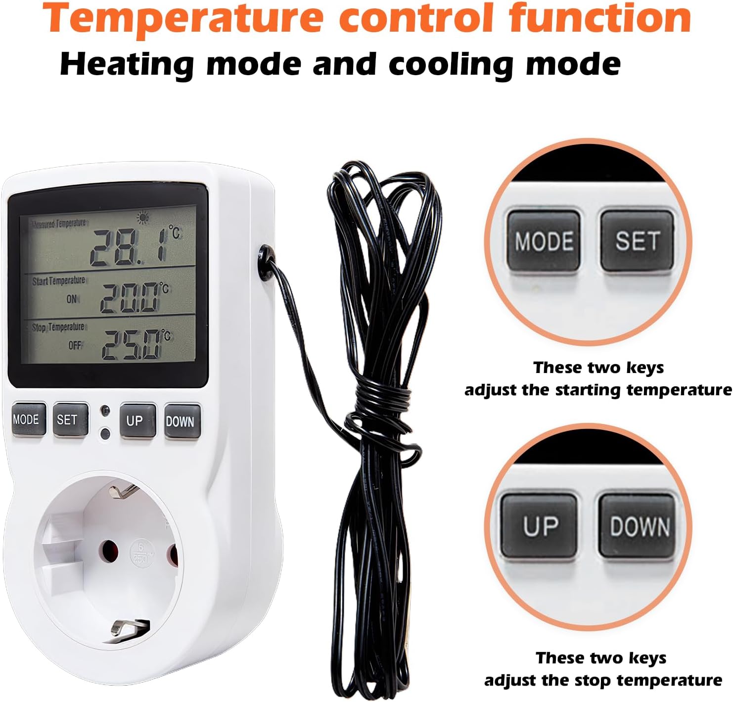 Mitening Thermostat Socket Temperature Controller 230V - slika 4