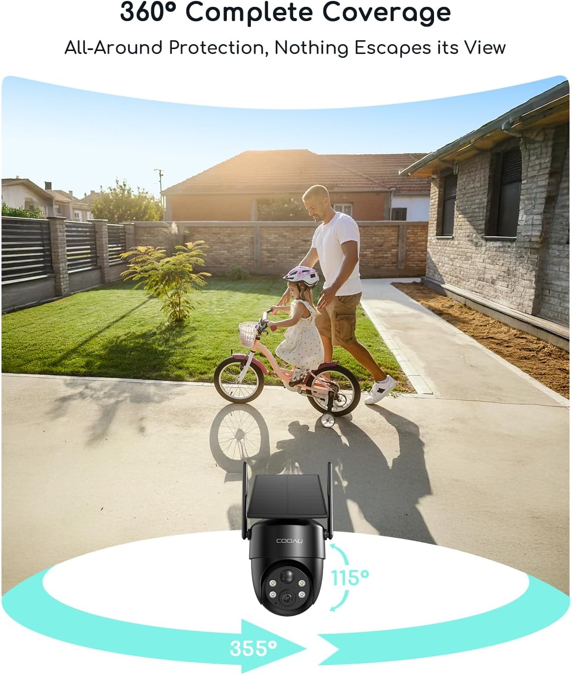 COOAU Outdoor Surveillance Camera 2K Solar - slika 4