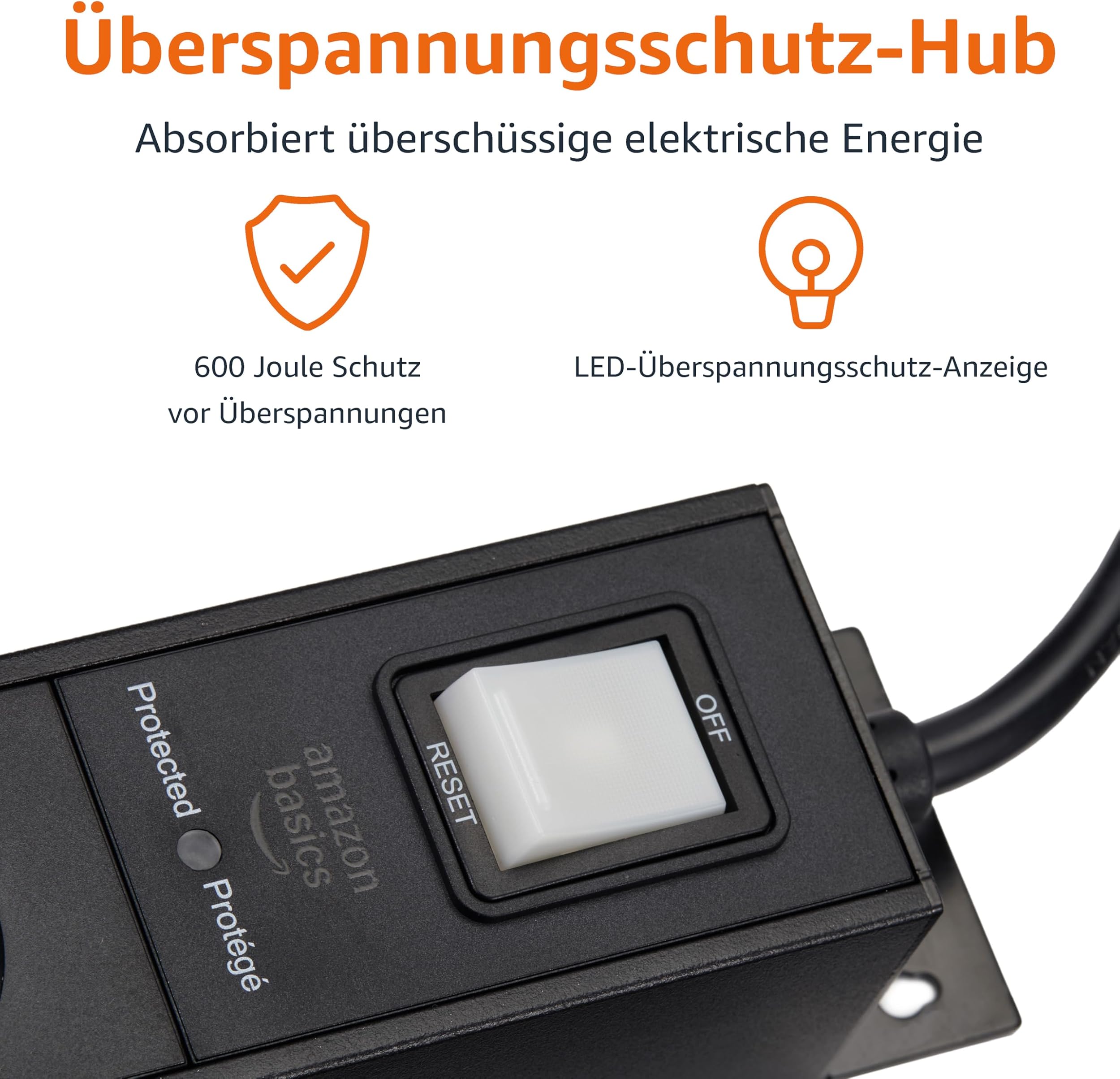 Amazon Basics Surge Protected Power Strip 9 Sockets - slika 3