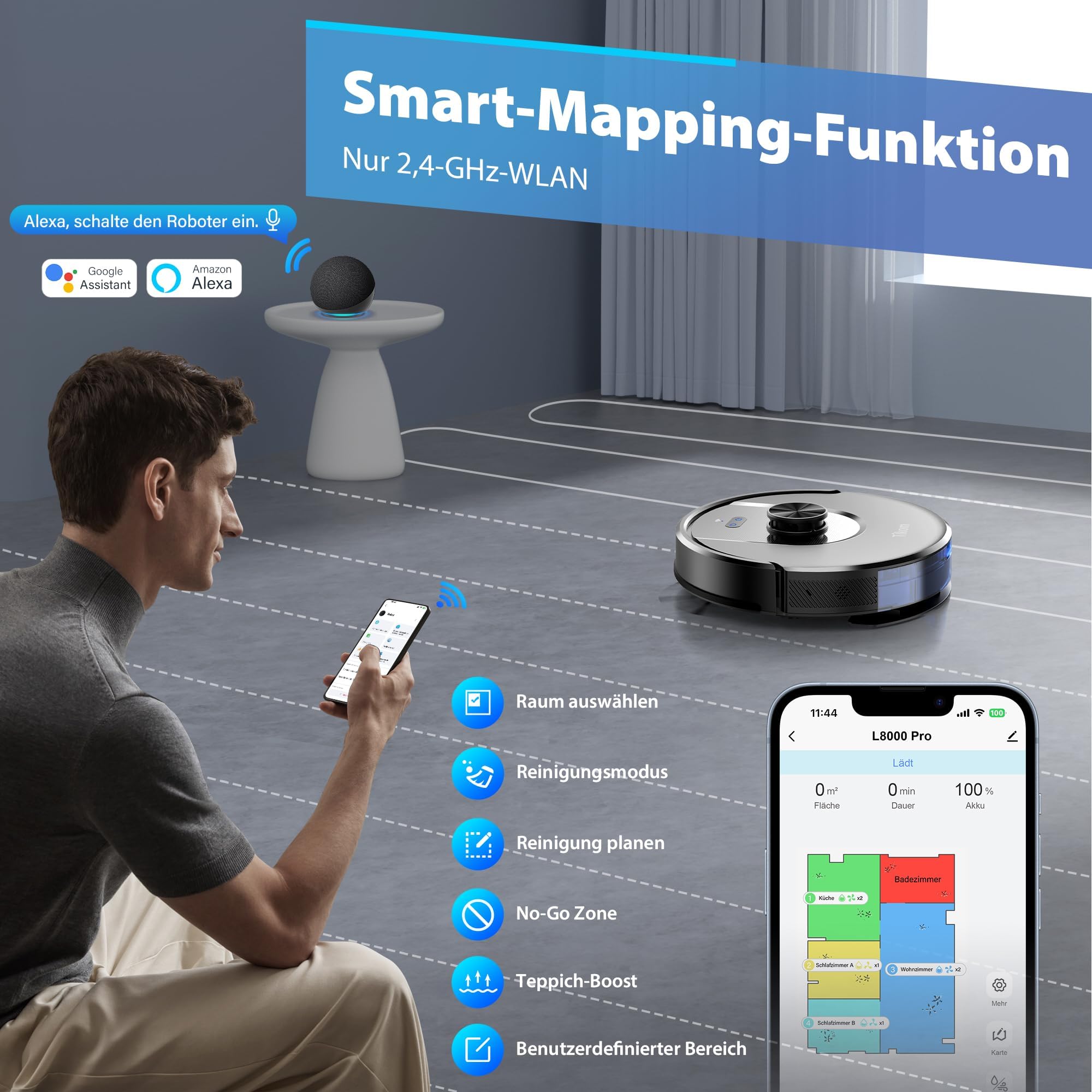 Tikom Robot Vacuum Cleaner 6000Pa - slika 4